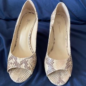 INC brand snake print wedges